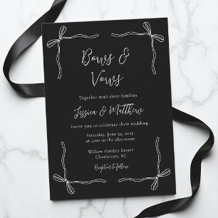 Minimale schwarze und weiße elegante Bogenhochzeit Einladung