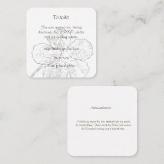 Minimale schwarze und weiße florale Hochzeitsdetai Begleitkarte