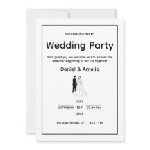 Minimale schwarze und weiße Hochzeitseinladung