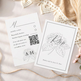 Minimale schwarze und weiße Hortensien-Hochzeits-R RSVP Karte
