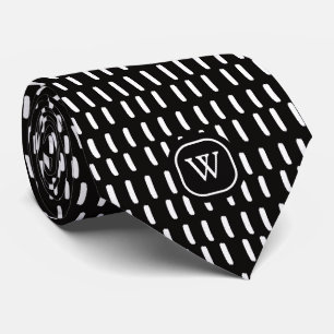 Minimale schwarze weiße Pinselstriche Monogramm In Krawatte