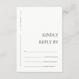 MINIMALE SCHWARZE WEISSE TYPOGRAFIE HOCHZEIT RSVP  BEGLEITKARTE