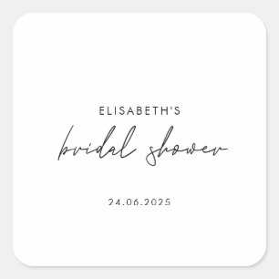 Minimale Script Brautduscheinladung Quadratischer Aufkleber