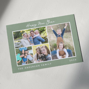Minimale Script Frohes Neues Jahr Fotocollage Feiertagskarte