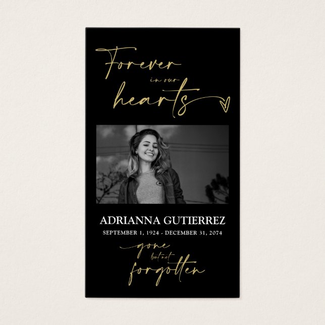 Minimale Script Memorial Foto Beileid Gebetskarte (Vorderseite)