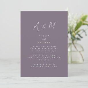 Minimale Script Monogram Boho Dusty Lila Wedding Einladung