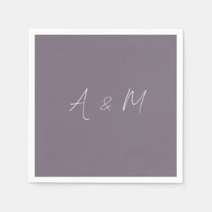 Minimale Script Monogram Boho Dusty Lila Wedding Serviette