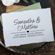 Minimale Script Niedlich Heart Wedding Rücksendead