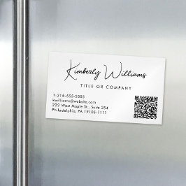Minimale Script QR Code Berufliche Creme Magnetische Visitenkarte