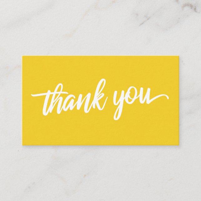 Minimale Script Typografie Bold Yellow Vielen Dank Begleitkarte (Vorderseite)