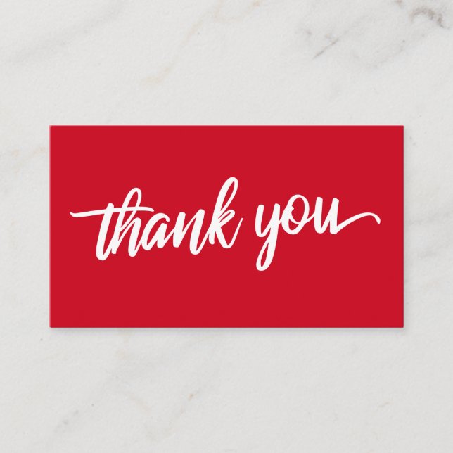 Minimale Script Typografie Cherry Red Danke Begleitkarte (Vorderseite)