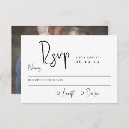 Minimale Script Typografy Foto Hochzeit RSVP Karte
