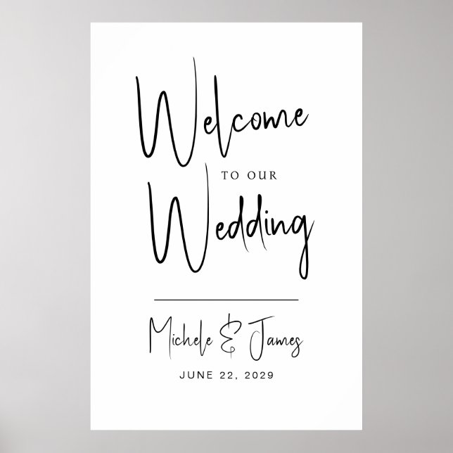 Minimale Script Typografy Wedding Willkommen Poster (Vorne)