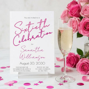 Minimale sechzigste Geburtstagsfeier Rosa Skript G Einladung
