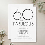 Minimale sechzigste und fantastische 60. Geburtsta Einladung<br><div class="desc">Minimale sechzigste und fantastische schwarze moderne 60. Geburtstagseinladung, die Sie personalisieren und für Ihre sechzigste Geburtstagsfeier versenden können. Die Wörter "60 und fantastisch" werden mit aktueller Schrifttypografie gesetzt. Der schwarze Text kann über das Bearbeitungsmenü geändert werden.</div>
