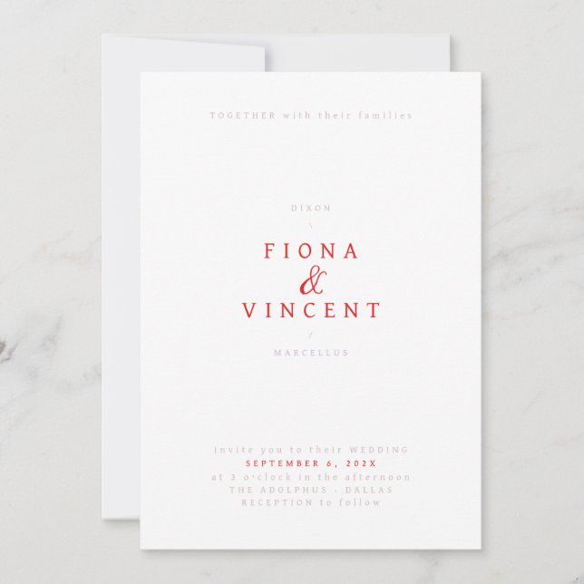 Minimale Serif-Hochzeitseinladung Einladung (Vorderseite)