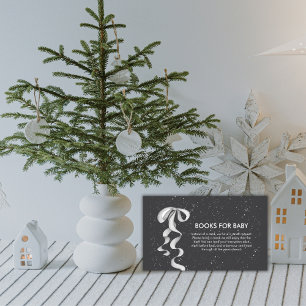 Minimale silberne Schleife Winter Schnee Bücher Ba Begleitkarte