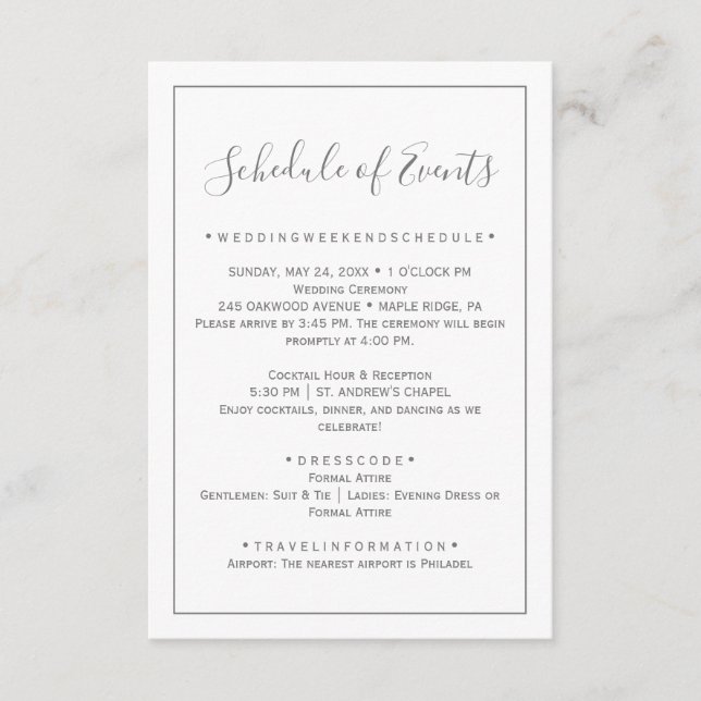 Minimale Silver Wedding Card Begleitkarte (Vorderseite)