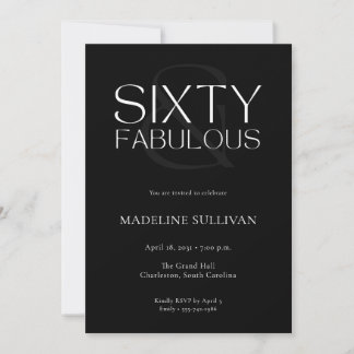 Minimale Sixty and Fabulous 60. Geburtstagsfeier Einladung