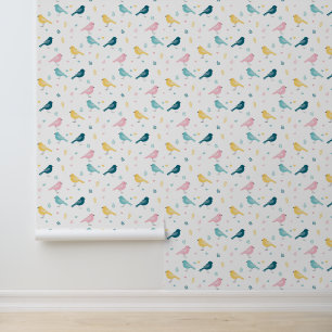 Minimale Skandi-Vogel-Muster-Kinderstube Tapete