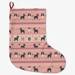 Minimale skandinavische rosa Hunde-Weihnachtsstrum Großer Weihnachtsstrumpf