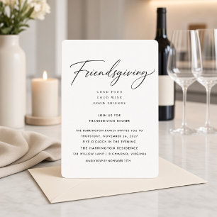 Minimale Skript-Friendsgiving-Dinner-Einladung Einladung