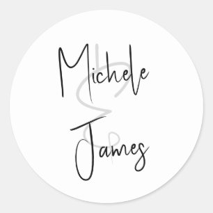 Minimale Skript-Typografie-Hochzeit Runder Aufkleber