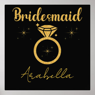 Minimale Skripte Moderne Bridesmaid Foliendrucke