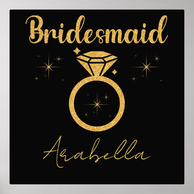 Minimale Skripte Moderne Bridesmaid Foliendrucke (Vorderseite)