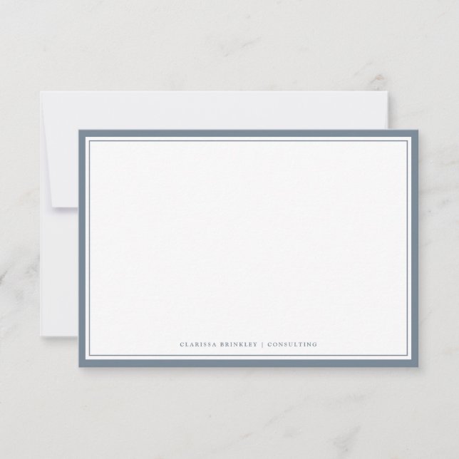 Minimale Slate Blue Flat Note Card Mitteilungskarte (Vorderseite)