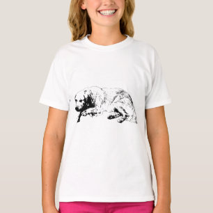 Minimale Sleeping Dog Line Art für moderne Entspan T-Shirt