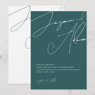 Minimale Smaragdgrüne Script-Typografie-Hochzeit Einladung