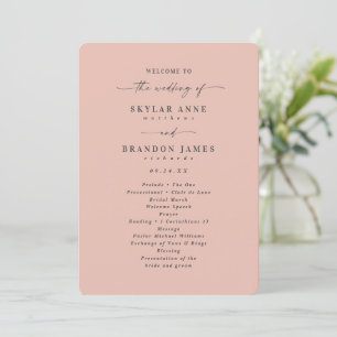 Minimale Solid Blush Pink Hochzeitfeier Programm