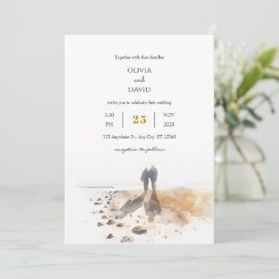 Minimale Sonnenaufgang Muschel Sammler Hochzeit Einladung