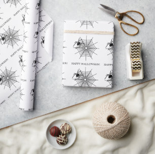 Minimale Spinne und Spinnennetz Frohes Halloween Geschenkpapier
