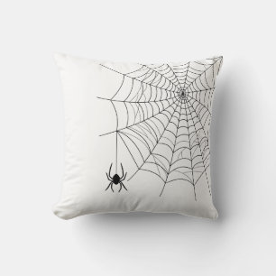 Minimale Spinnennetz und hängende Spinne Halloween Kissen