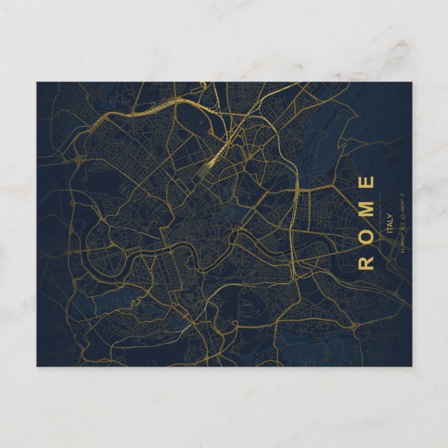 Minimale Stadtkarte von Rom als Postkarte (Vorderseite)