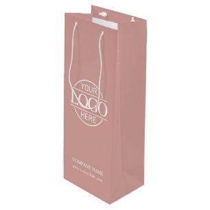 Minimale staubige Rose Unternehmenslogo Geschäft Geschenktüte Für Weinflaschen