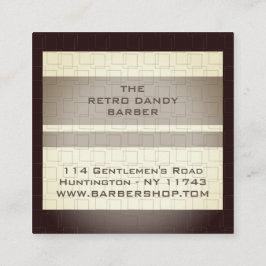 Minimale Streifen braune Retro Chic Manly Barbersh Quadratische Visitenkarte