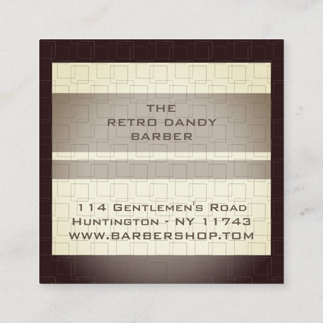 Minimale Streifen braune Retro Chic Manly Barbersh Quadratische Visitenkarte (Rückseite)