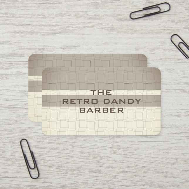 Minimale Streifen braune Retro Chic Manly Barbersh Visitenkarte (Vorderseite/Rückseite Beispiel)