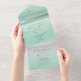 Minimale Stufe Grüne Hochzeit All In One Einladung