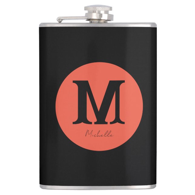 Minimale Sunset-Monogramm Flachmann (Vorderseite)