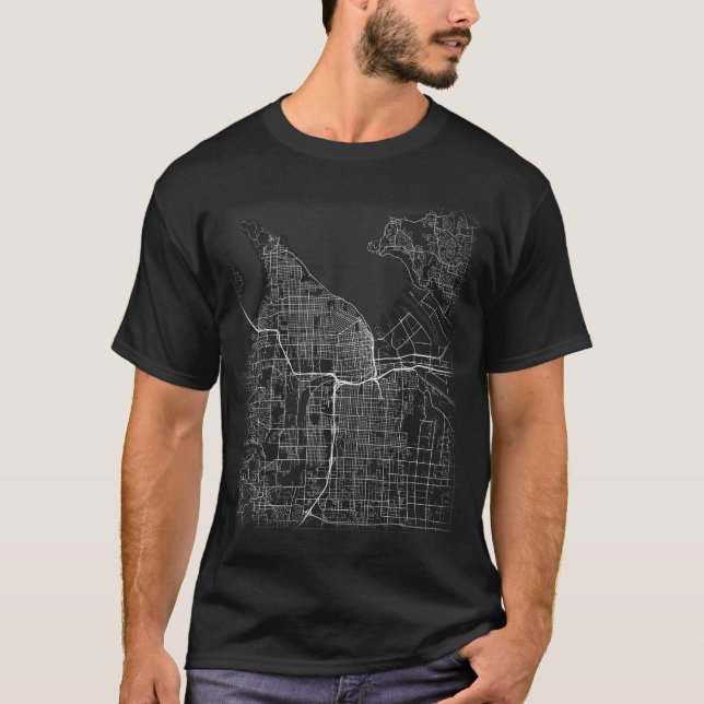 Minimale Tacoma-Stadtkarte (GROSSDRUCK) T-Shirt (Vorderseite)
