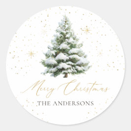 Minimale Tannenbaum-Weihnachts-Klassik-Rund-Sticke Runder Aufkleber