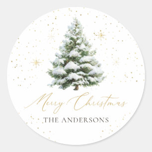 Minimale Tannenbaum-Weihnachts-Klassik-Rund-Sticke Runder Aufkleber