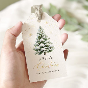 Minimale Tannenbaum-Weihnachtskarte Geschenkanhänger