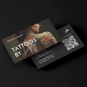 Minimale Tätowiererkunst Tätowierer Vollfoto-QR-Co Visitenkarte
