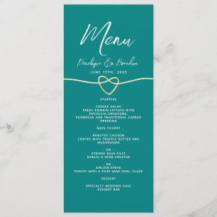 Minimale Teal-Hochzeit  Menükarte