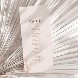 Minimale Terrakotta-Botanik-Hochzeitsmenü Menükarte